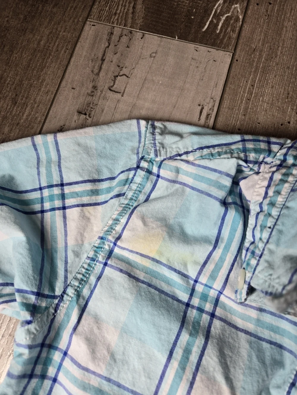 Gymboree Boys Blue and White Plaid Short Sleeve Buttondown Shirt Size Small 5-6